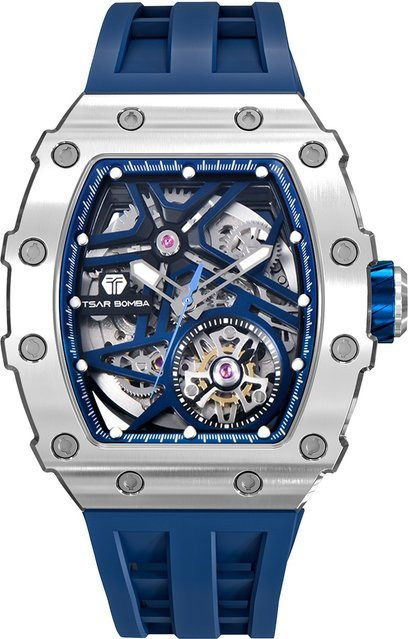 Tsar Bomba Herrenuhr Automatik, Edelstahl, 44 mm, Blau, Silikon - Bild 1