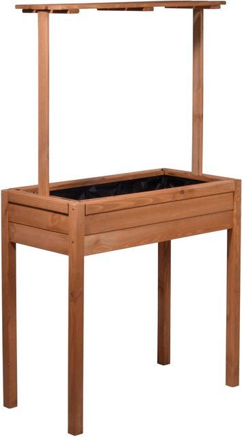 Dobar Hochbeet Florenz mit erhöhter Ablage in Braun, B/T/H: 80 x 40 x 145 cm - Bild 1
