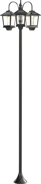 Outsunny Solar-Standlaterne mit 3 LED-Köpfen in Schwarz, Außen-Standlampe mit Dämmerungssensor und IP44 Schutz, Höhe: 188 cm - Bild 1