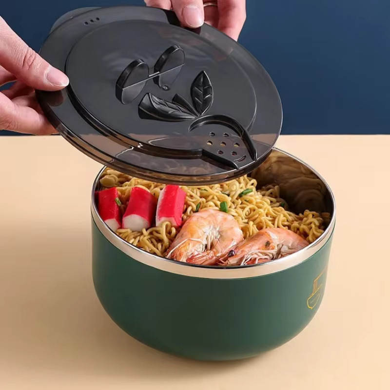 JUSTINLAU Ramen-Schüssel aus Edelstahl 304 mit Deckel, hitzebeständige Nudelschüssel für Instant-Nudeln und Herd, Geschirr in Blau oder Grün - Bild 4