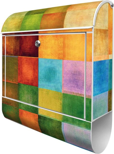 Banjado Design Briefkasten mit Zeitungsfach Motiv Farbkasten Weiß, B/T/H: 39 x 14 x 47 cm - Bild 1