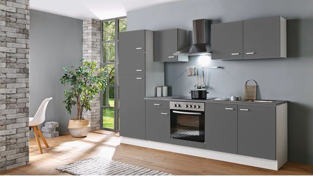 Menke Küchenzeile White Classic in Weiß und Grau, B: 270 cm, H: 200 cm, T: 60 cm - Bild 1