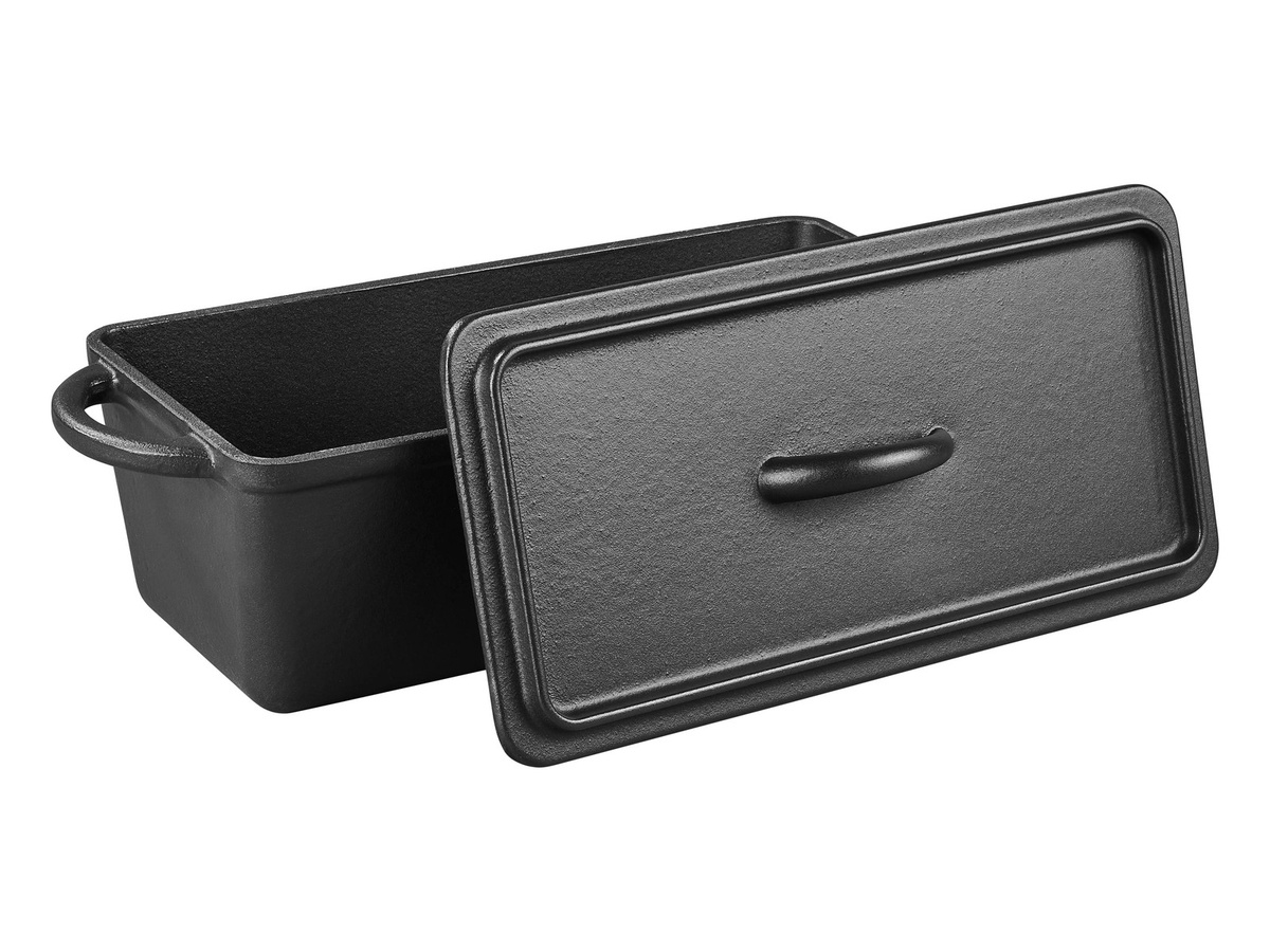 GRILLMEISTER Dutch Oven Kastenform mit Deckel und Grill-Wok aus Gusseisen in Schwarz - Bild 3