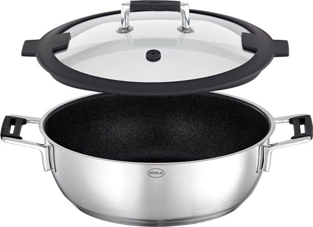 RÖSLE Servierpfanne SILENCE PRO ProResist mit Deckel, Farbe: Silber, Durchmesser: 28 cm - Bild 1