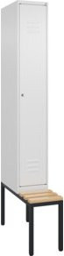 C+P Spind Classic PLUS Garderobenschrank mit Sitzbank, 1 Abteil, Farbe Anthrazit, B/T/H: 212,0 x 30,0 x 81,5 cm, mit Zylinderschloss und 3 Garderobenhaken - Bild 1