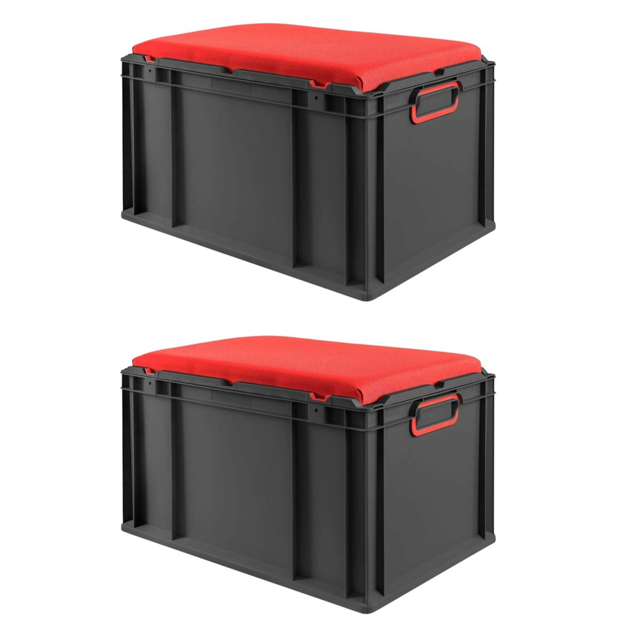 PROREGAL Sparset 2x Eurobox Nextgen Seat Box in Rot und Schwarz, H x B x T: 36,5 x 40 x 60 cm - Bild 2