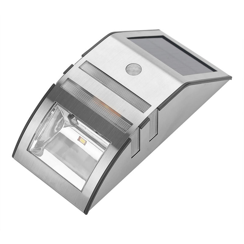 GoolRC Solarbetriebene LED Wandleuchte mit PIR-Bewegungsmelder in Silber und Reinweiß für Garten, Balkon und Außenbereich - Bild 3