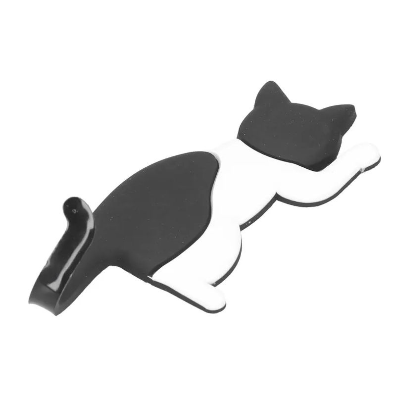 OutsideWorld Kühlschrankmagnet in niedlicher Katzenform mit Haken, schwarz, aus Kunststoff und Silikon - Bild 3