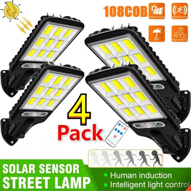 Super-Cheese Solar-Außenleuchte mit 200 COB LED, Bewegungsmelder und 3 Modi, wasserdichte Sicherheitsbeleuchtung in Schwarz für Garten, Terrasse und Hof - Bild 1