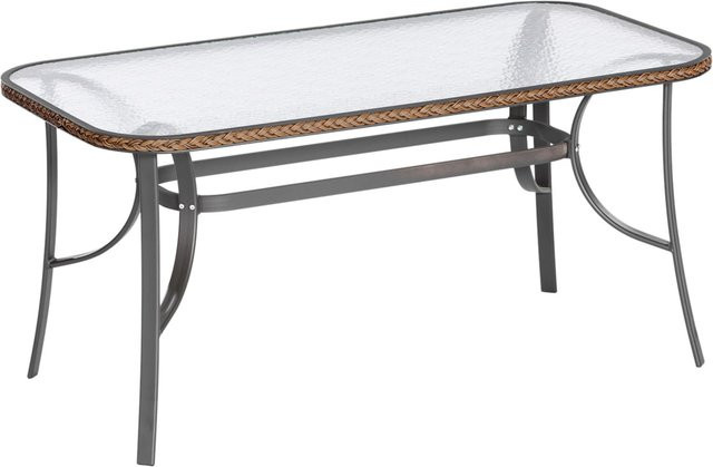 Merxx Gartentisch Roma rechteckig in Anthrazit mit Rattan Optik und Glasplatte, B/T/H: 172 x 80 x 78 cm - Bild 1