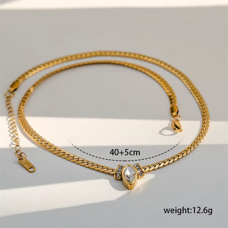 GANEMLY Halskette, Edelstahl, Zirkonia, Gold, Damen - Bild 2