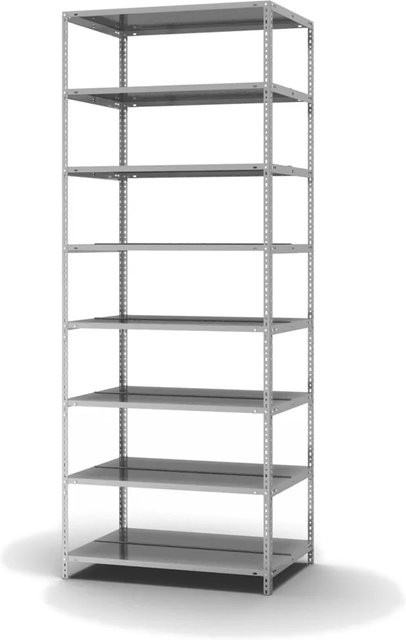 PROREGAL Aktenregal mit Schraubsystem, verzinktes Stahlregal für Büro und Archiv, 8 Ebenen, H x B x T: 255 x 100 x 60 cm - Bild 1