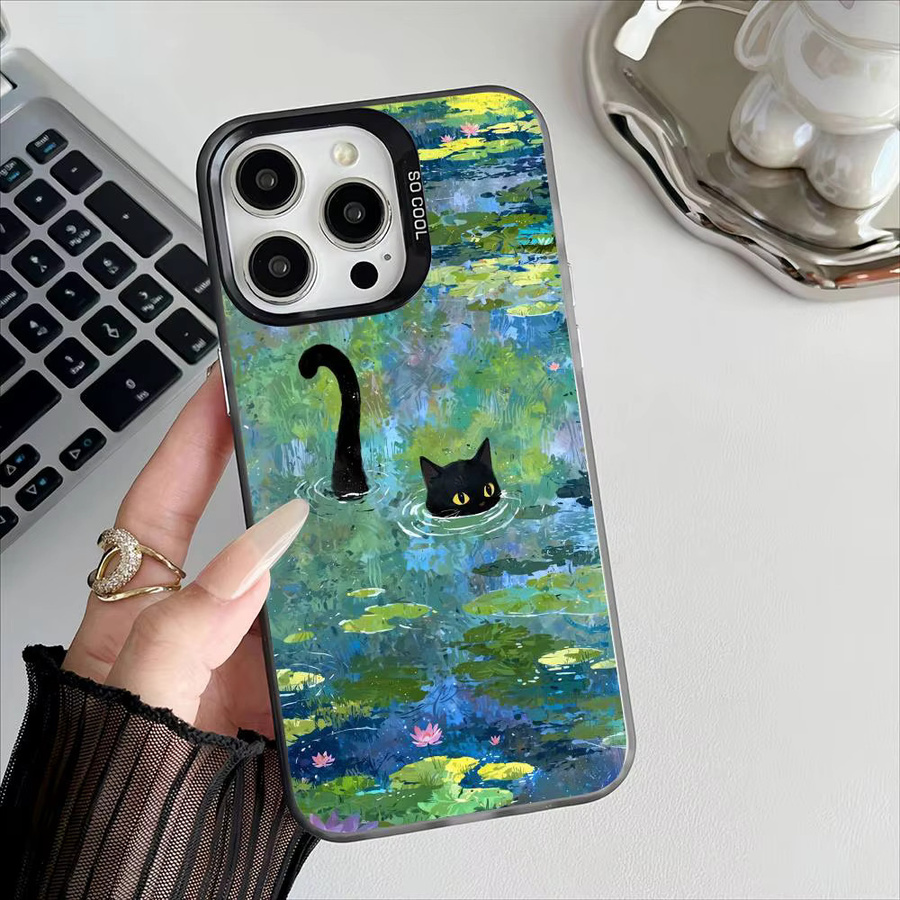 Schwarze Katze Ameise Handyhülle für Apple iPhone 11 12 13 14 15 16 Pro Max Plus mit Plating-Schutz in Schwarz und Multicolour - Bild 3