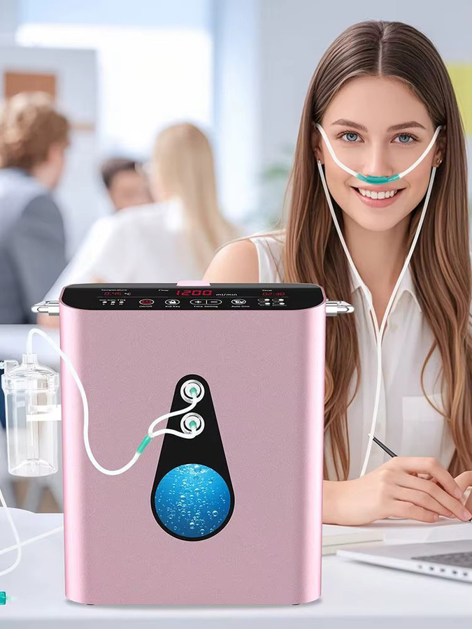 Suyzeko Sauerstoff-Inhalationsgerät in Pink: Molekulares Wasserstoff-Inhalator-Therapiegerät und Sauerstoffkonzentrator mit 1200 ml Volumen - Bild 4