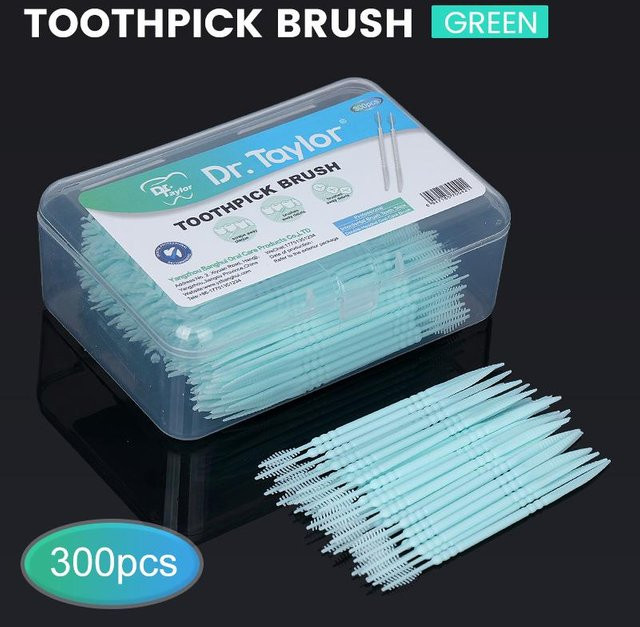 Binchi Outdoor Product Interdentalbürste Doppelseitig, 300 Stück, Grün - Bild 1