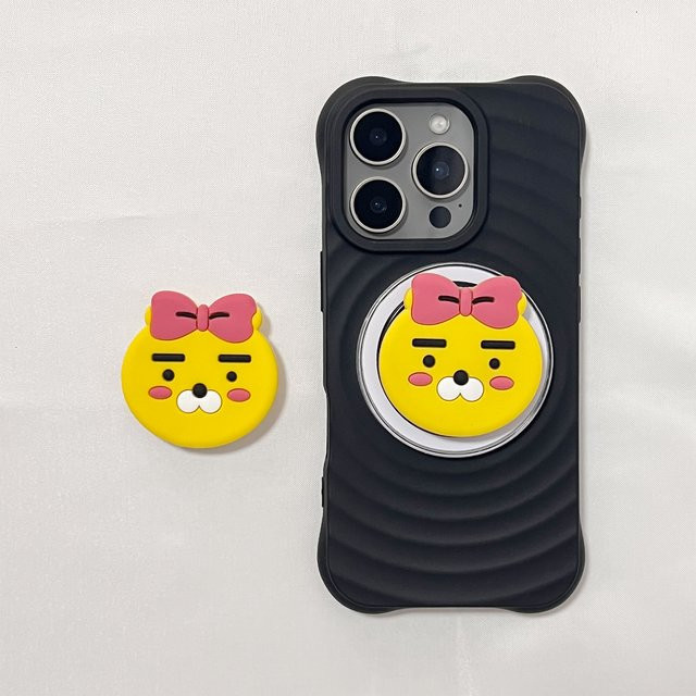 Niedlicher Tiger Handyhalter Griptok mit Schleife als Telefonständer für iPhone 17 Pro Max und 16 Pro Max - Bild 1