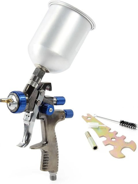 XPOtool LVLP Lackierpistole mit 500ml Behälter und 1,0mm Düse in Silber - Bild 1