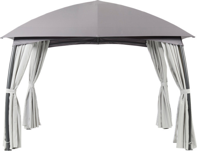 Leco Garten-Pavillon Milena mit Seitenvorhängen aus Polyester und Stahlrohr, grau/anthrazit, B/T/H: 330 x 330 x 268 cm - Bild 1