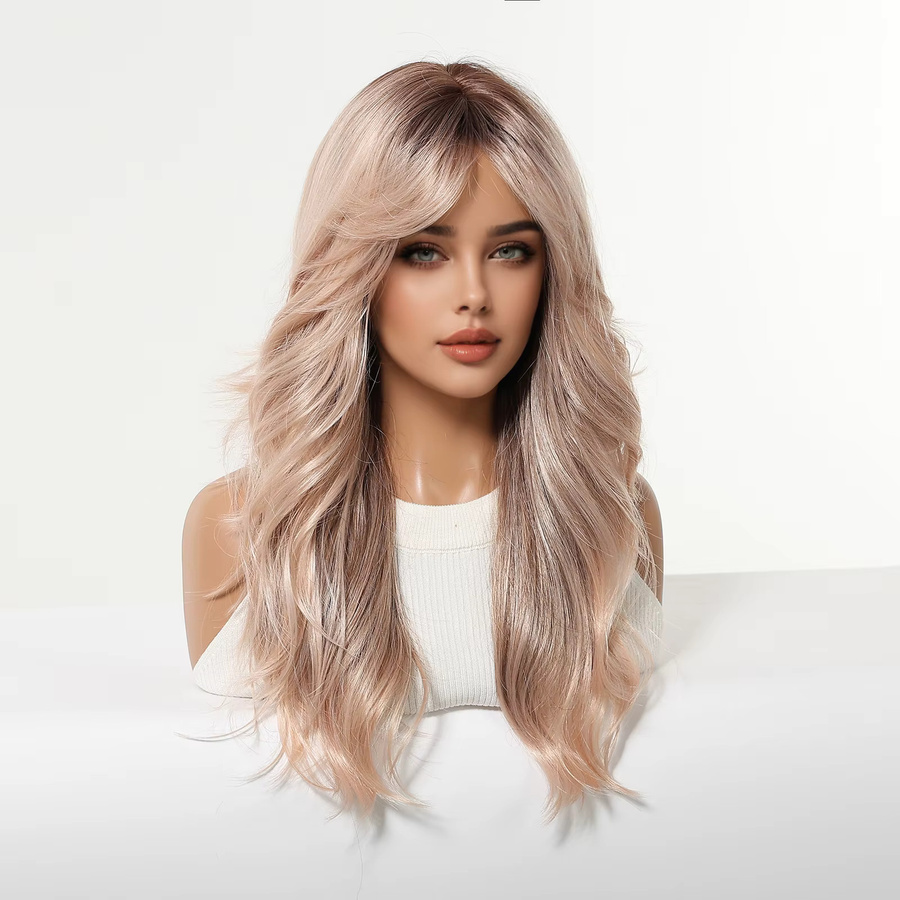 EASIHAIR Perücke, Rose Blonde Ombre Braun, Synthetisch, mit Pony, Damen - Bild 2