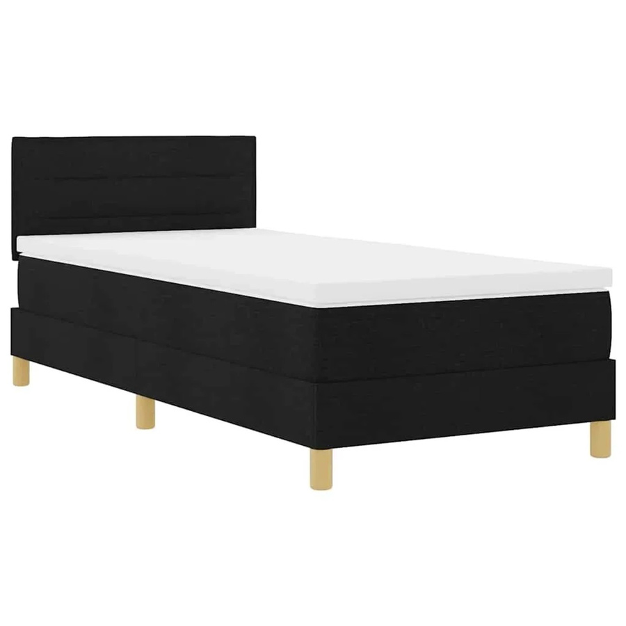 vidaXL LED Boxspringbett mit Matratze Schwarz B/T/H: 80 x 200 x 83 cm mit USB-Ladeport und Unterbettbeleuchtung - Bild 2