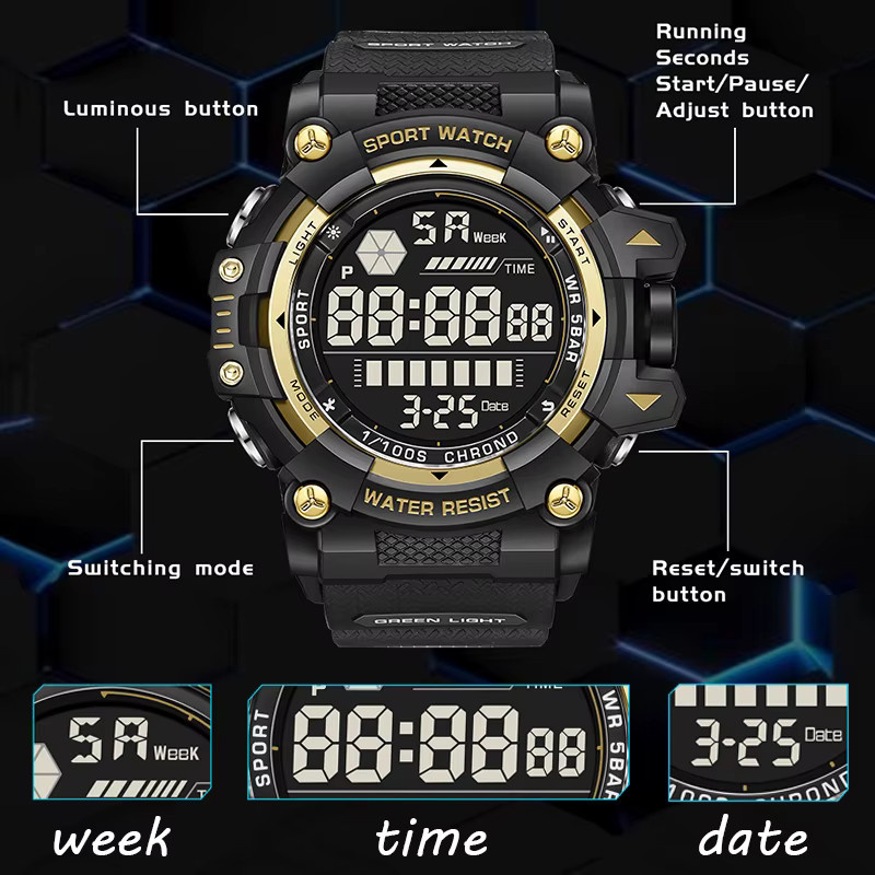 FOXBOX Armbanduhr, Quarz, Analog-Digital, Kunststoff, Schwarz, Herren - Bild 2