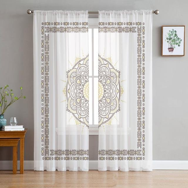 Gelber Marokko-Vorhang aus Tüll-Voile von A Family Of Home Textiles, transparent, Breite: 135 cm, Höhe: 137 cm - Bild 1
