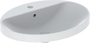 Geberit Einbauwaschtisch VariForm aus Keramik in Weiß mit Überlauf und ovaler Form, B: 60 cm, T: 48 cm - Bild 1