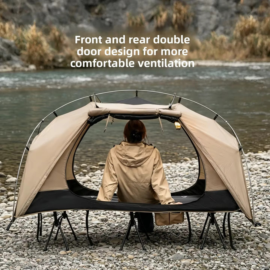 Mountainhiker Camping-Bettzelt ultraleicht in Beige mit unabhängigem Innenzelt, wasserdicht und mückensicher - Bild 4