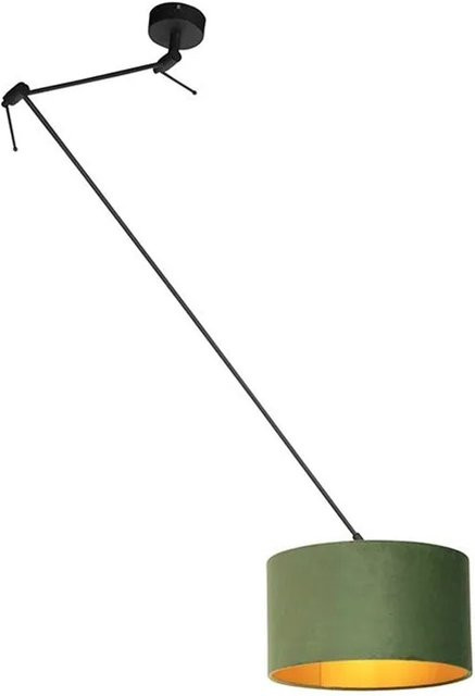 QAZQA Hängelampe mit Veloursschirm in Grün und Gold, dimmbar, Durchmesser: 35 cm - Bild 1