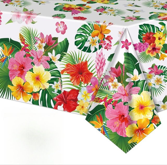 Rechteckige Tischdecke mit tropischem Hibiskusblüten-Design von JMG Household Supplies, Mehrfarbig, B/T: 140 x 140 cm - Bild 1