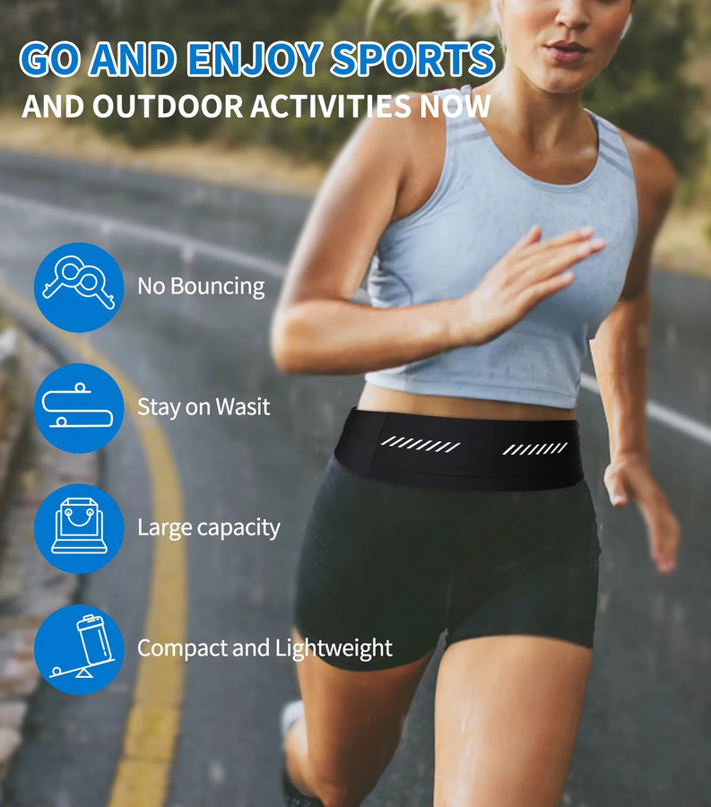 Opansten Ultradünne Sport-Hüfttasche für iPhone und AirPods in Schwarz - Bild 4
