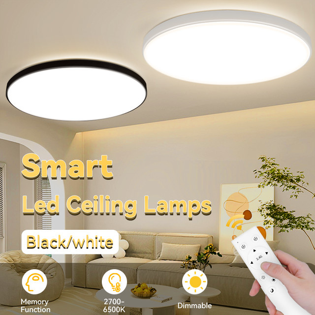 CANMEIJIA Dimmbare LED-Deckenleuchte als modernes Panel für Wohnzimmer, Schlafzimmer, Küche und Flur in Weiß und Schwarz - Bild 1
