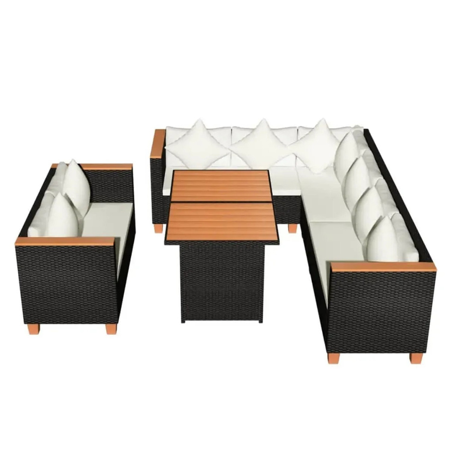 vidaXL 5-teiliges Garten-Lounge-Set aus Poly Rattan mit Kissen in Schwarz für Garten und Terrasse - Bild 2
