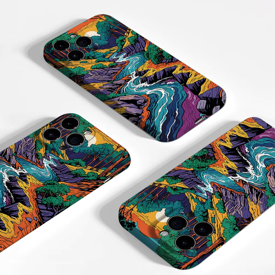 Potdemiel Aurea Case Matte Bumper MagSafe kompatible iPhone Hülle mit Flusstal-Landschaft Design in Multicolour - Bild 3
