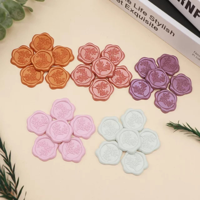 25 Stück selbstklebende Wachssiegel-Aufkleber im Eukalyptus-Blätter-Stil für Hochzeitseinladungen und Geschenke - Bild 1