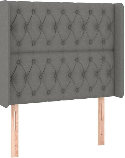vidaXL Kopfteil mit Ohren in Dunkelgrau aus Stoff, B/T/H: 103 x 16 x 118/128 cm - Bild 1