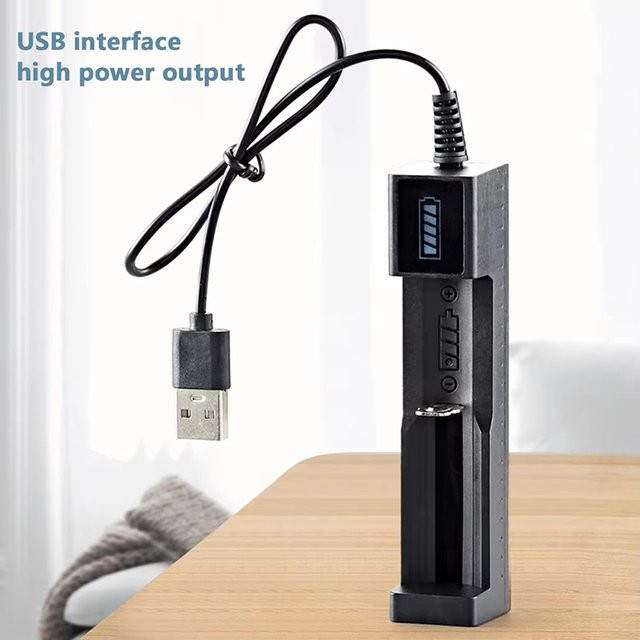 AILEHKUO Universal 1 Slot Smart Lithium-Batterieladegerät für 14500 18650 26650 Akkus, Schwarz - Bild 1