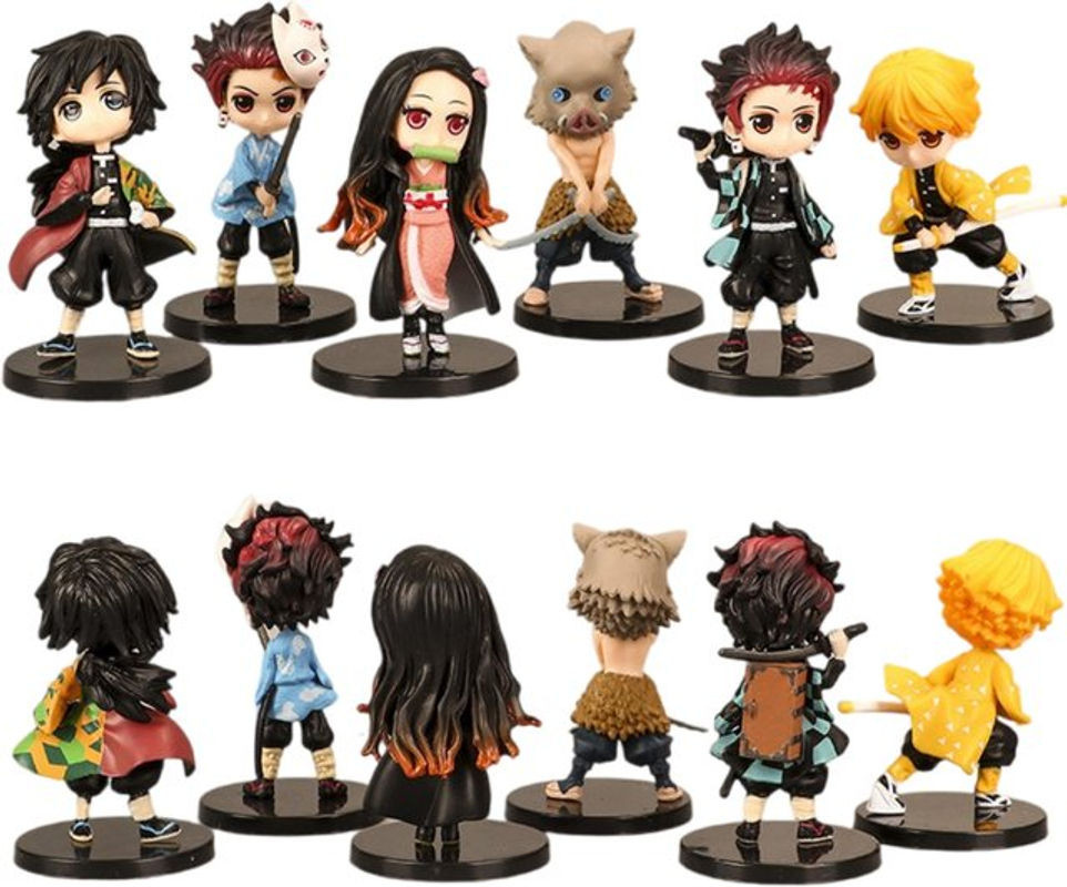 Bandai Anime Dämon Slayer Figuren Set 6-teilig, Kamado Tanjirou und Kamado Nezuko Mini Edition, mehrfarbig, Höhe: 7 cm - Bild 1