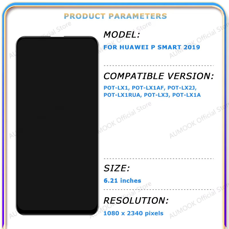 Huawei P Smart 2019 LCD Display Touchscreen Digitizer mit Rahmen in Schwarz für POT-LX1 und POT-LX3 zur Reparatur - Bild 2