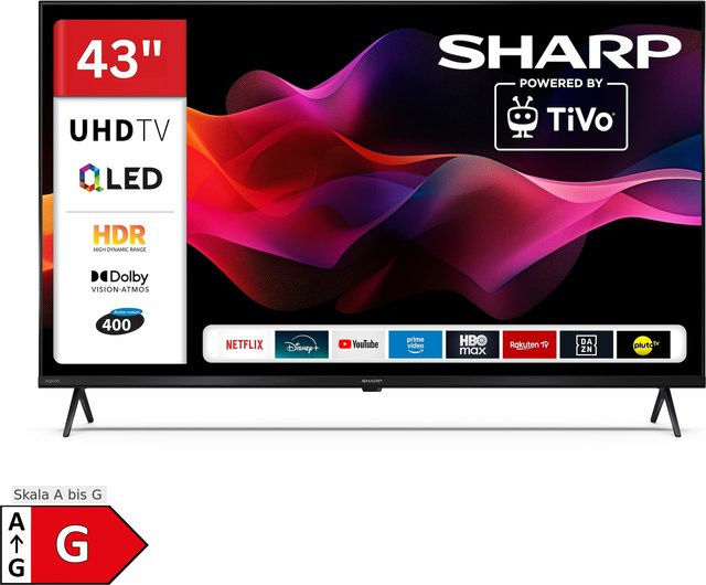 Sharp QLED Smart TV 43HM5745E 4K UHD Fernseher mit HDR Dolby Vision in Schwarz (43 Zoll) - Bild 4