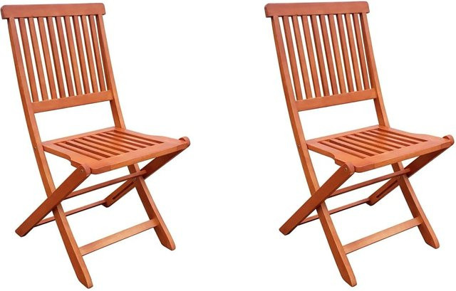 DELUKE PASCALO Gartenstuhl 2er Set aus Eukalyptusholz in Natur, wetterfeste Klappstühle für Outdoor und Balkon - Bild 1