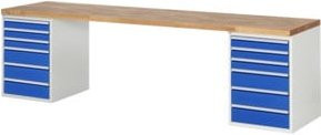 Rau Werkbank 7515A3 mit 12 Schubladen in Braun, B/T/H: 300 x 70 x 89 cm - Bild 1
