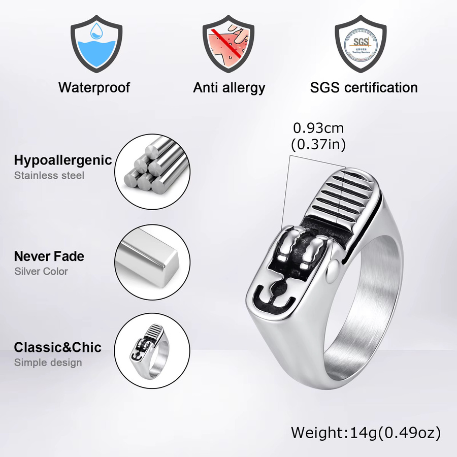 mprainbow Ring Edelstahl, Silber, Herren - Bild 2