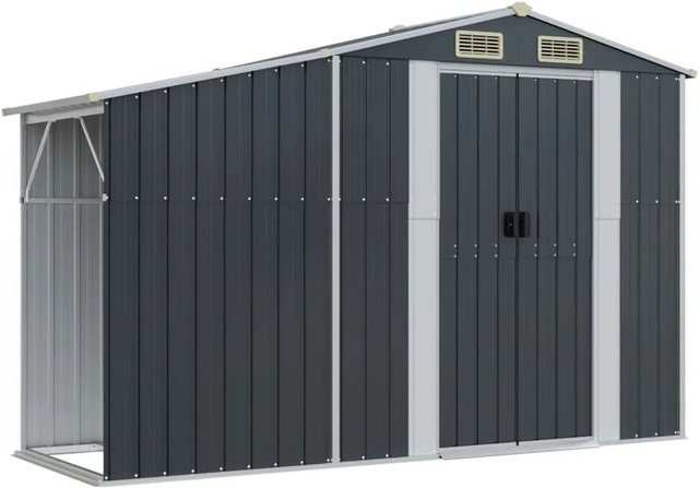 vidaXL Gerätehaus aus verzinktem Stahl in Anthrazit, B/H/T: 277 x 179 x 93 cm - Bild 1