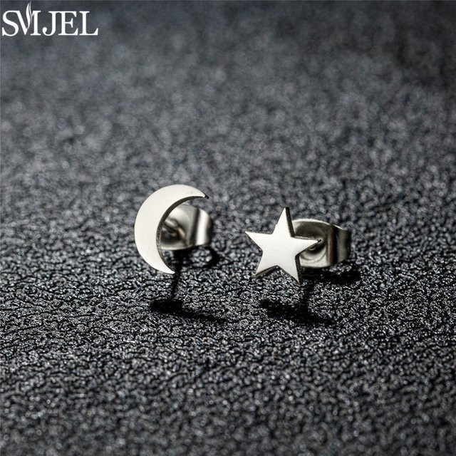 SMJEL Ohrstecker Stern und Mond, Silber, Damen - Bild 1