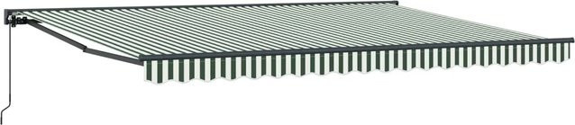 vidaXL Manuell Einziehbare Markise Grün und Weiß, B: 4 m, T: 3,5 m - Bild 1