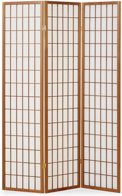 Homestyle4u 3-tlg. Shoji Paravent aus Holz und Reispapier in Braun, Breite: 132 cm, Höhe: 175 cm - Bild 1