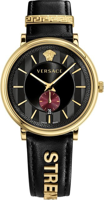 Versace Herrenuhr V-Circle, Quarz, Edelstahl, 42 mm, Leder, Schwarz - Bild 1
