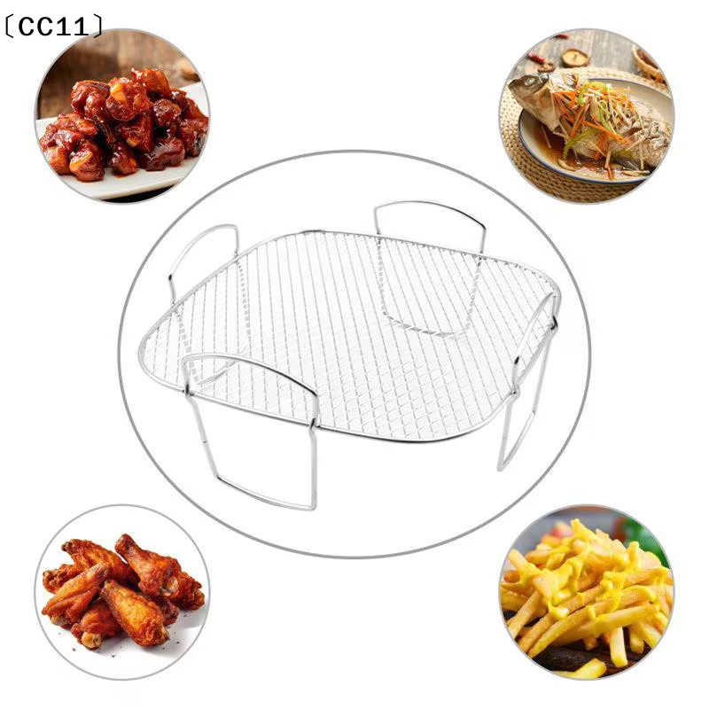 KuZHEN Luftfritteusengrill aus Edelstahl in Silber, stapelbarer Ofengrill für die Zubereitung mehrerer Lebensmittel - Bild 2
