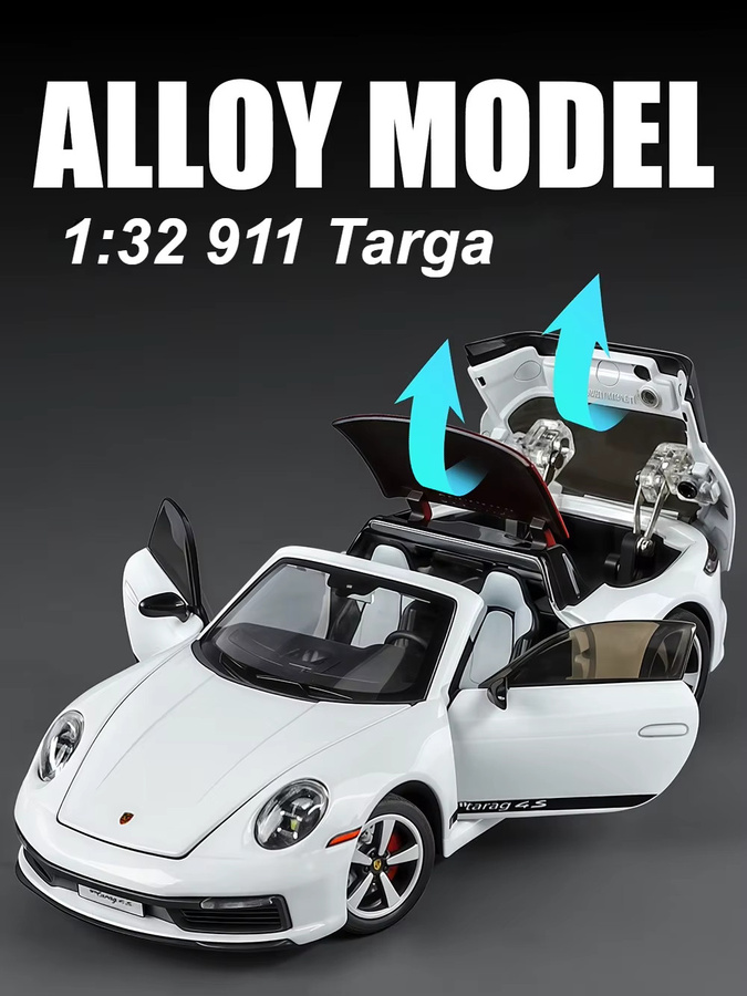 MAKEDA 911 TARGA Taycan Modellauto, Maßstab 1:32, Metall, Weiß - Bild 6